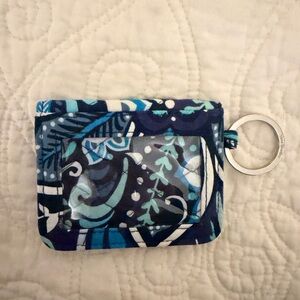 Vera Bradley Navy & Teal Floral ID Card Keychain